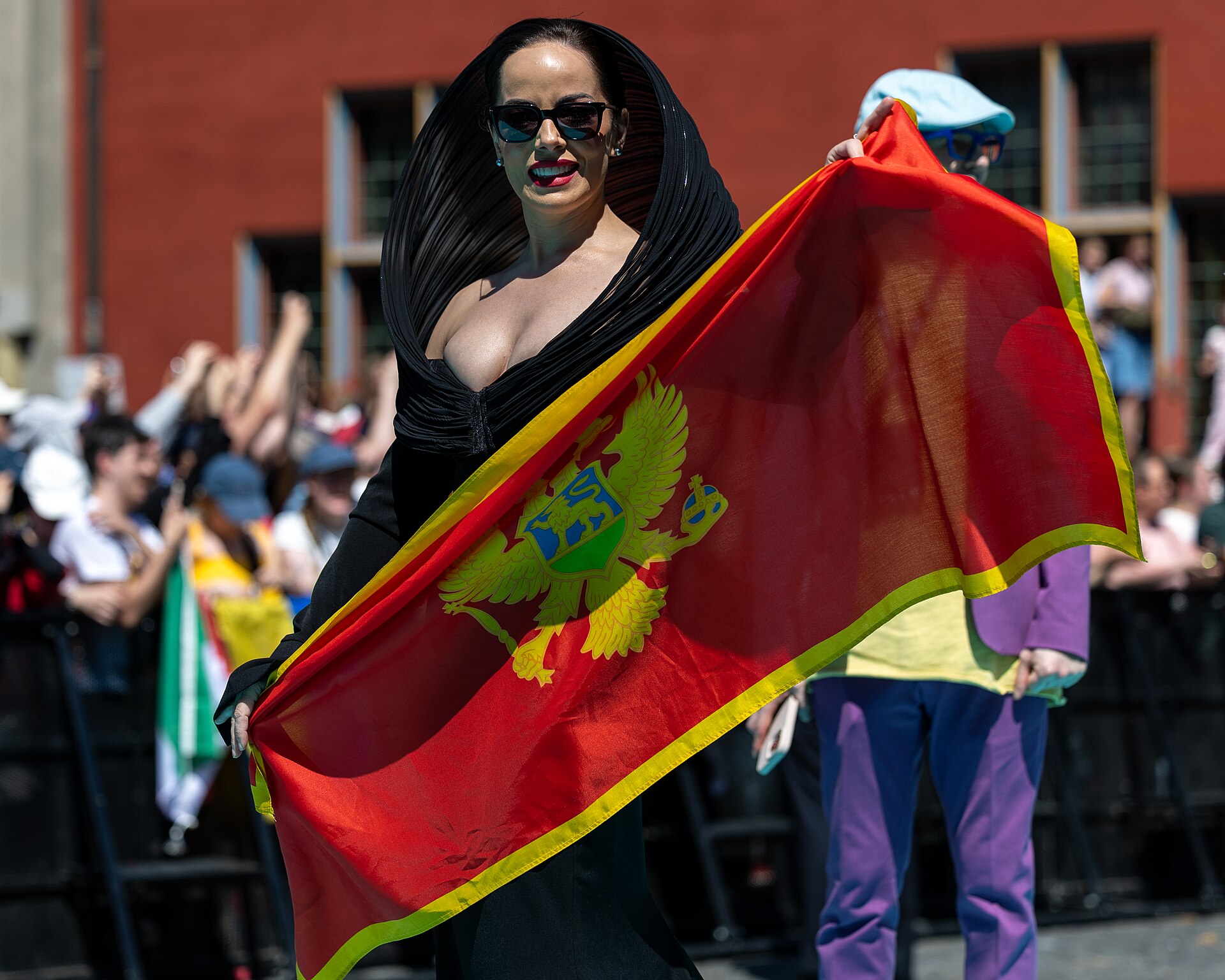 Žižić, representing Montenegro, on the Turquoise Carpet at Eurovision 2025 in Basel, Switzerland.