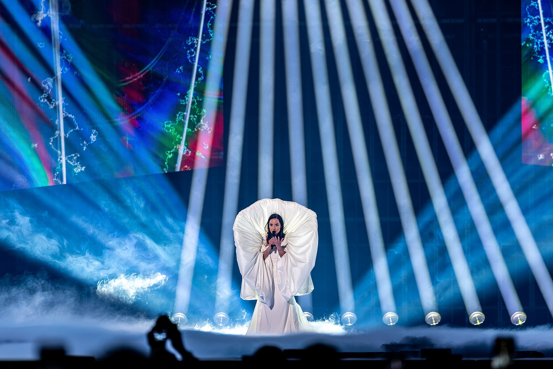 Žižić, representing Montenegro, performing at Eurovision 2025 in Basel, Switzerland.