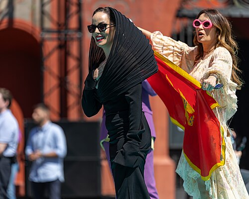 Žižić, representing Montenegro, on the Turquoise Carpet at Eurovision 2025 in Basel, Switzerland.