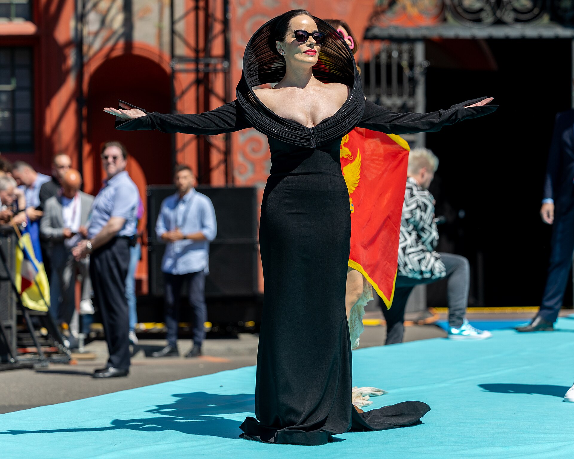 Žižić, representing Montenegro, on the Turquoise Carpet at Eurovision 2025 in Basel, Switzerland.