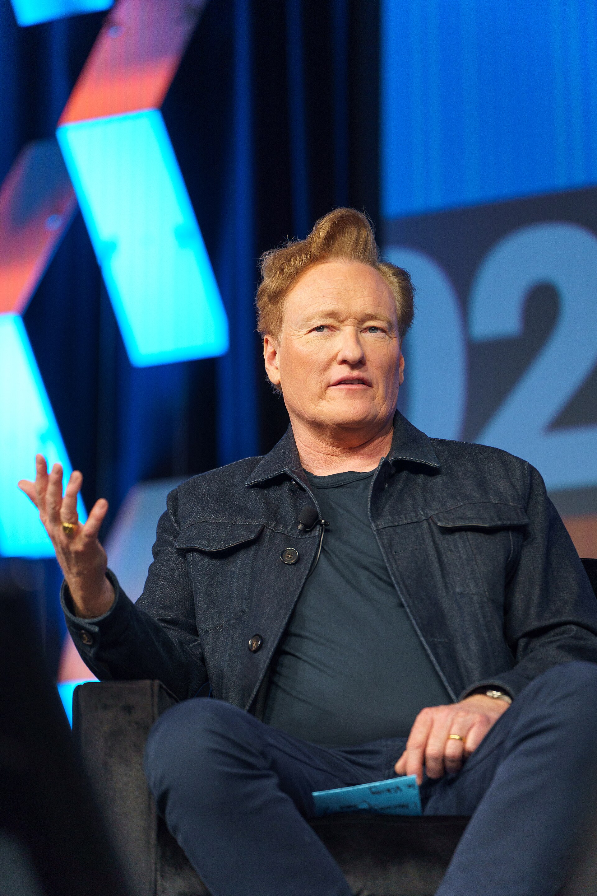 Conan O'Brien speaking at South by Southwest 2024