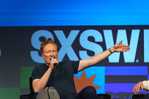 Conan O'Brien speaking at South by Southwest 2024