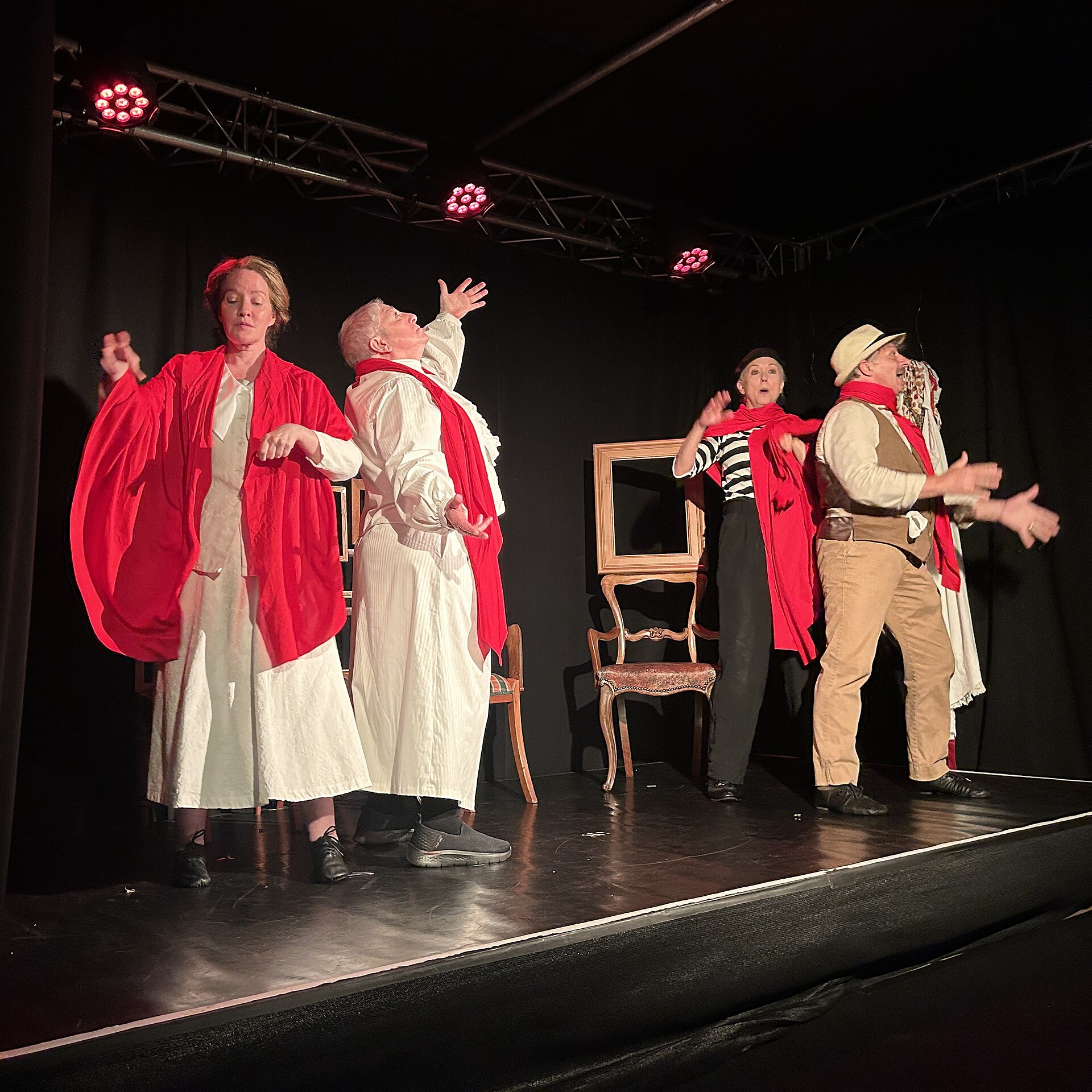 Barsha, Grant Neale, Alyssa Simon and Jenny Lee Mitchell in "The Marriage of Alice B Toklas by Gertrude Stein"