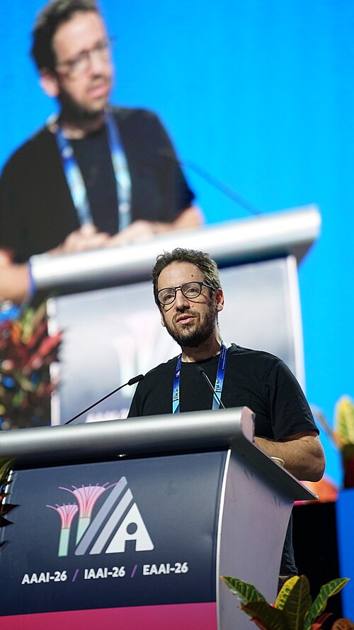 Daniel Whiteson at AAAI 2026 in Singapore for invited talk "Fundamental physics and science communication"
