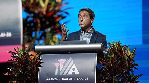 Peter Stone speaking at AAAI 2026 (AAAI-40) in Singapore