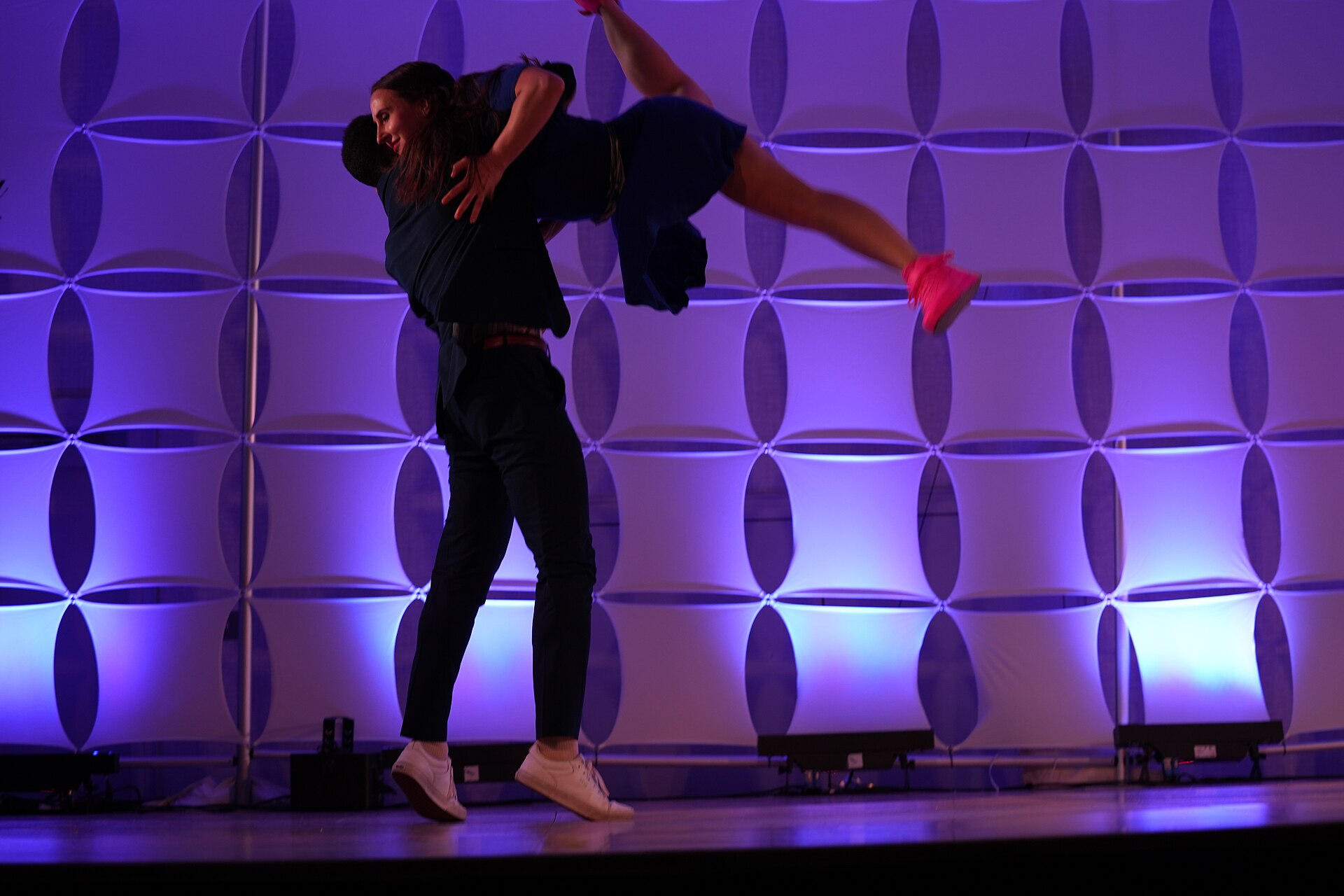 AJ Howard & Laura Glaess, dancers & instructors, performing the Lindy Hop at California Dance Festival 2025 in Sacramento, California.aj how