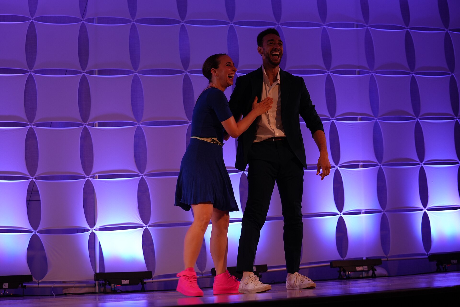 AJ Howard & Laura Glaess, dancers & instructors, performing the Lindy Hop at California Dance Festival 2025 in Sacramento, California.aj how