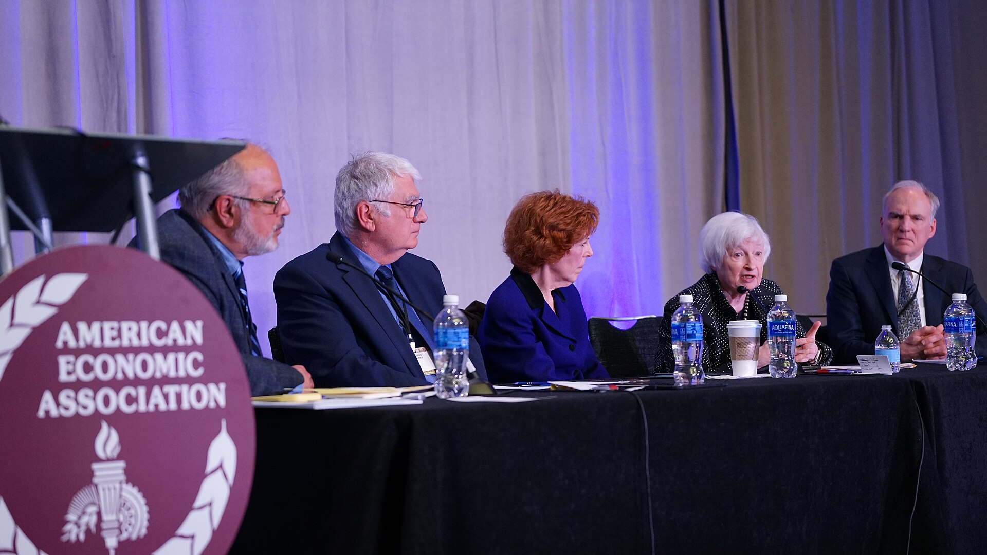Anil Kashyap, Athanasios Orphanides, Loretta Mester, Janet Yellen, David Romer at the ASSA Annual Meeting (AEA) 2026 in Philadelphia, PA