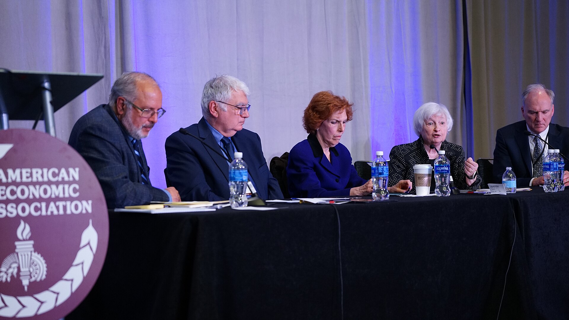 Anil Kashyap, Athanasios Orphanides, Loretta Mester, Janet Yellen, David Romer at the ASSA Annual Meeting (AEA) 2026 in Philadelphia, PA
