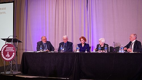 Anil Kashyap, Athanasios Orphanides, Loretta Mester, Janet Yellen, David Romer at the ASSA (AEA) Annual Meeting 2026 in Philadelphia, PA for "Future of the Fed"