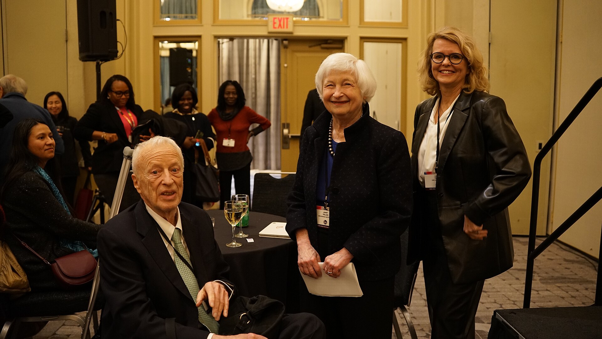 Janet Yellen with George Akerlof, Linda Tesar at inagural CSWEP Janet Yellen Award at the 2026 ASSA (AEA) Annual Meeting in Philadelphia, PA