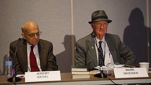 Jeremy Siegel, Mark Skousen at the ASSA Annual Meeting (AEA) 2026 in Philadelphia, PA in session on [Honoring Milton Friedman on his 50th Anniversary of Winning the Nobel Prize]