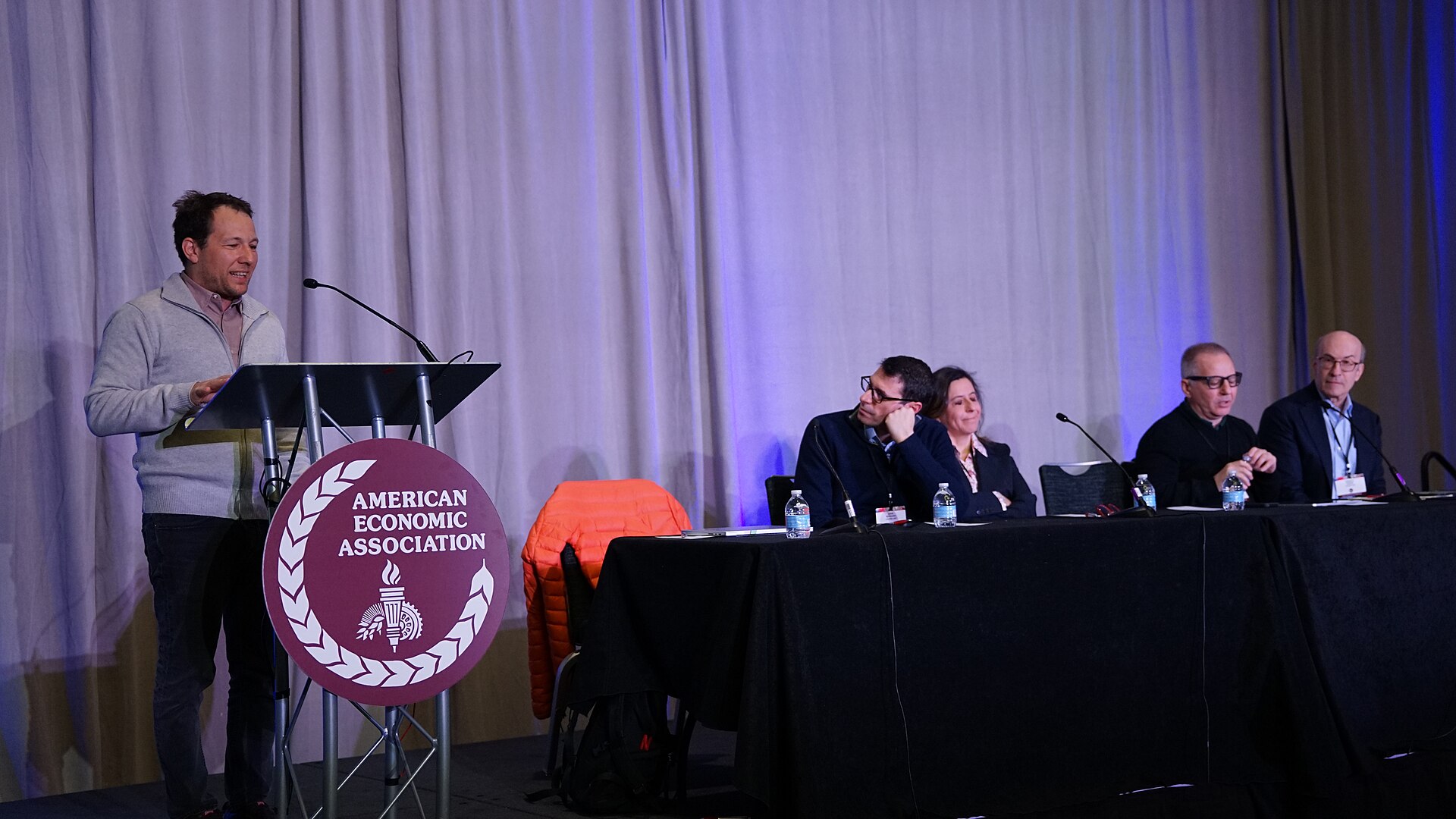 Oleg Itskhoki, Jesse Schreger, Sebnem Kalemli-Ozcan, Martin Uribe, Kenneth Rogoff at the ASSA (AEA) Annual Meeting 2026 in Philadelphia, PA for "The Dollar After the Tariff War"