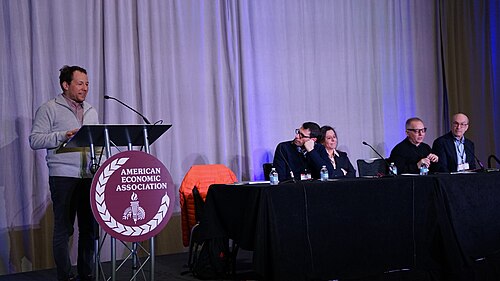 Oleg Itskhoki, Jesse Schreger, Sebnem Kalemli-Ozcan, Martin Uribe, Kenneth Rogoff at the ASSA (AEA) Annual Meeting 2026 in Philadelphia, PA for "The Dollar After the Tariff War"