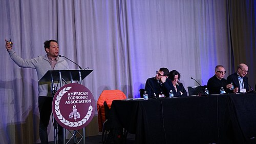 Oleg Itskhoki, Jesse Schreger, Sebnem Kalemli-Ozcan, Martin Uribe, Kenneth Rogoff at the ASSA (AEA) Annual Meeting 2026 in Philadelphia, PA for "The Dollar After the Tariff War"