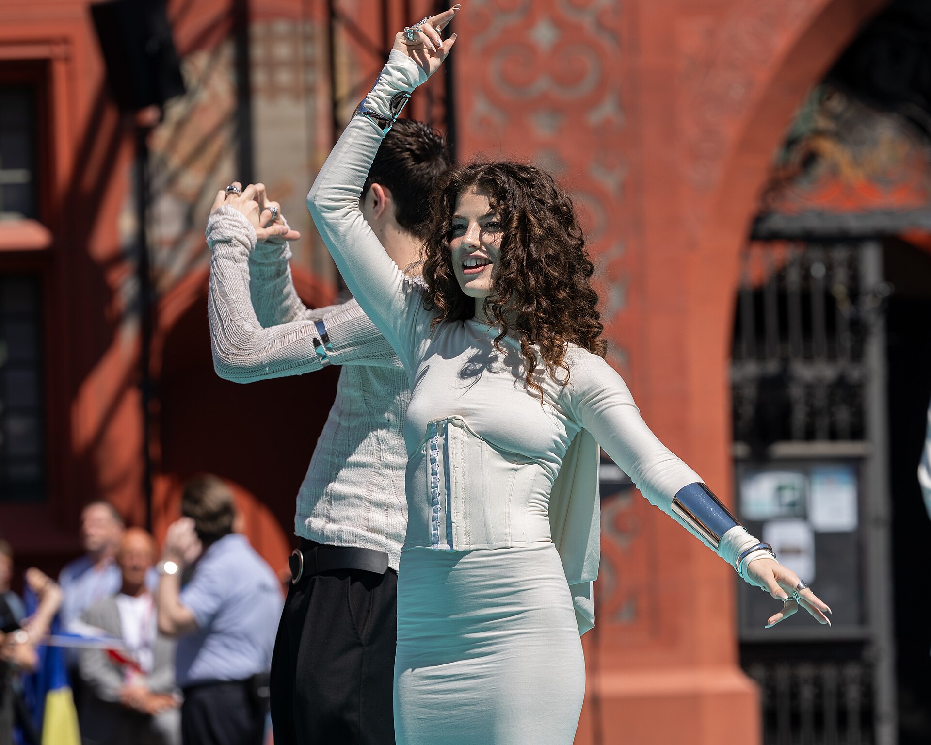Abor & Tynna, representing Germany, on the Turquoise Carpet at Eurovision 2025 in Basel, Switzerland.
