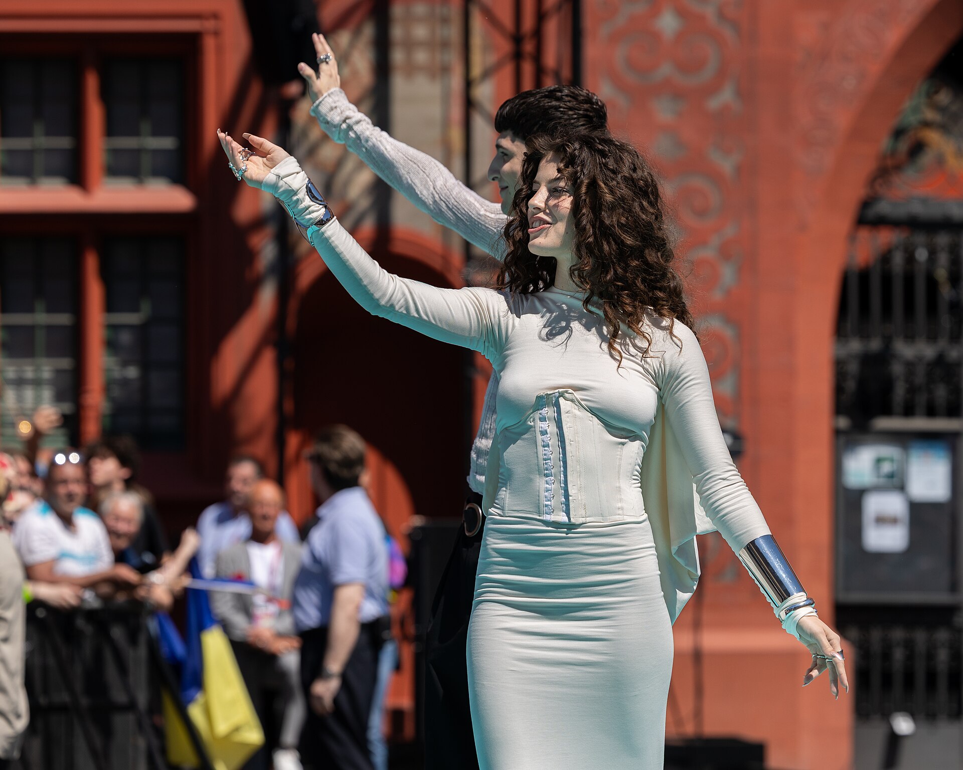 Abor & Tynna, representing Germany, on the Turquoise Carpet at Eurovision 2025 in Basel, Switzerland.