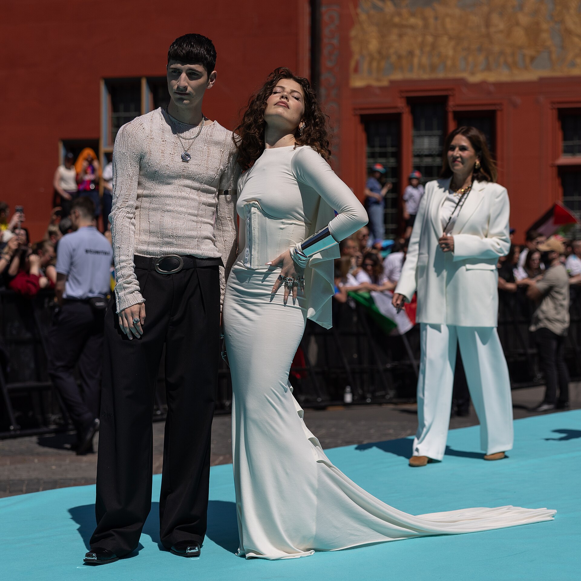 Abor & Tynna, representing Germany, on the Turquoise Carpet at Eurovision 2025 in Basel, Switzerland.