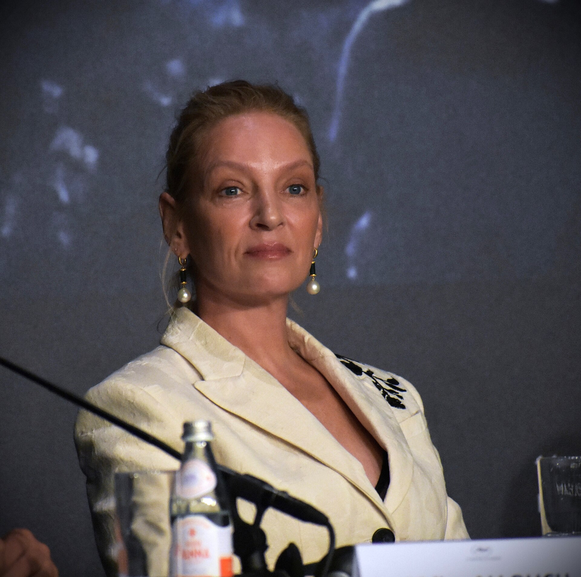 Oh, Canada Actress, Uma Thurman, at 2024 Cannes Film Festival press conference