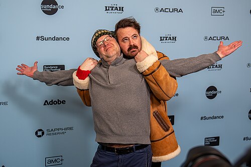 Adam Montgomery and Addison Heimann at the 2025 Sundance Film Festival for the movie Touch Me