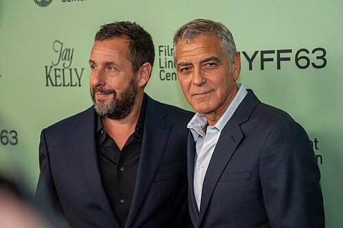 Adam Sandler and George Clooney at the 63rd annual New York Film Festival at Lincoln Center in 2025 for the film Jay Kelly