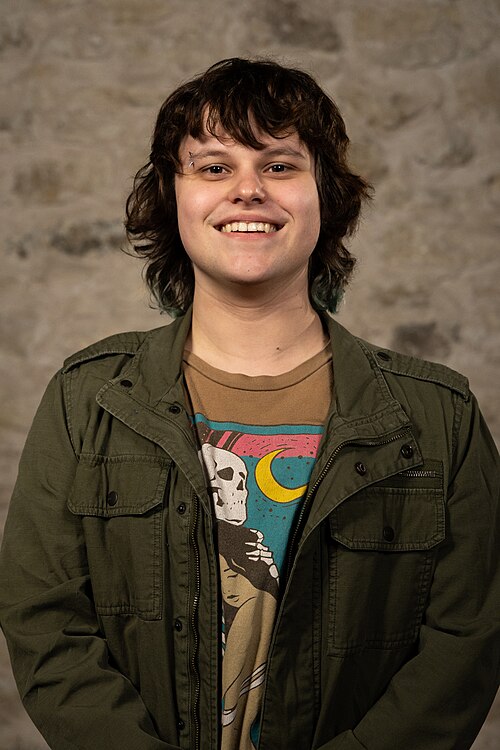 Adam Weber, SXSW audio crew, at the WikiPortraits studio at the 2025 SXSW Festival.