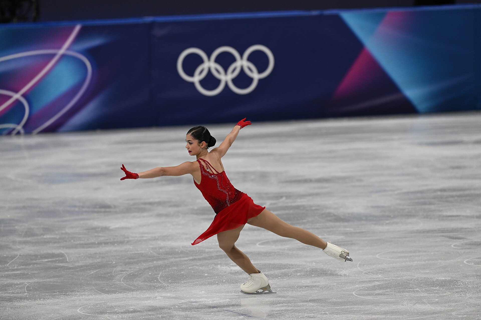 MILAN, ITALY - 19 FEBRUARY 2026: Adeliia PETROSIAN of AIN competes during the Figure Skating Women Single Skating Free Skating at the Olympic Winter Games Milano Cortina 2026 Milano Ice Skating Arena on February 19, 2026 in Milan, Italy