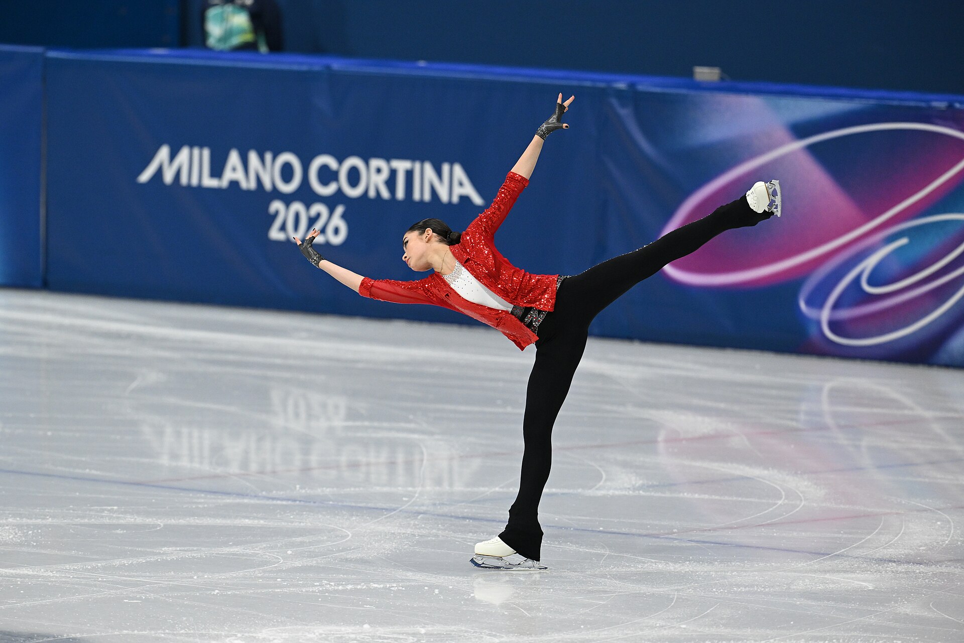 MILAN, ITALY - 17 FEBRUARY 2026: Adeliia PETROSIAN of Russia (AIN) compete during the Figure Skating Women Single Skating Short Program at the Olympic Winter Games Milano Cortina 2026  Milano Ice Skating Arena on February 17, 2026 in Milan, Italy