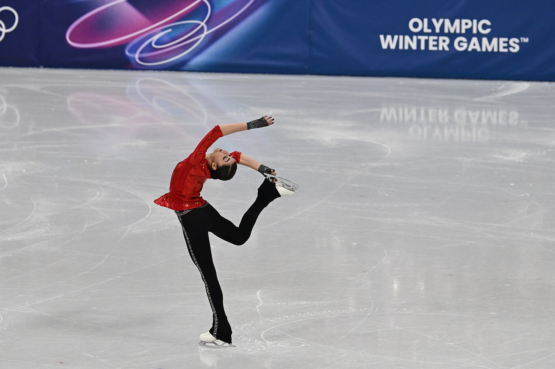 MILAN, ITALY - 17 FEBRUARY 2026: Adeliia PETROSIAN of Russia (AIN) compete during the Figure Skating Women Single Skating Short Program at the Olympic Winter Games Milano Cortina 2026  Milano Ice Skating Arena on February 17, 2026 in Milan, Italy