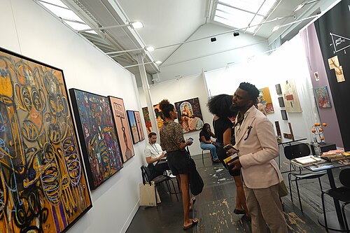 Visitors at Africa Basel house at Art Basel 2025