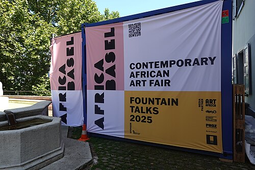 Africa Basel sign for Fountain talk at Art Basel 2025