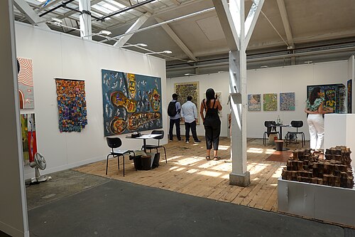Visitors at the inaugural Africa Basel house at Art Basel 2025
