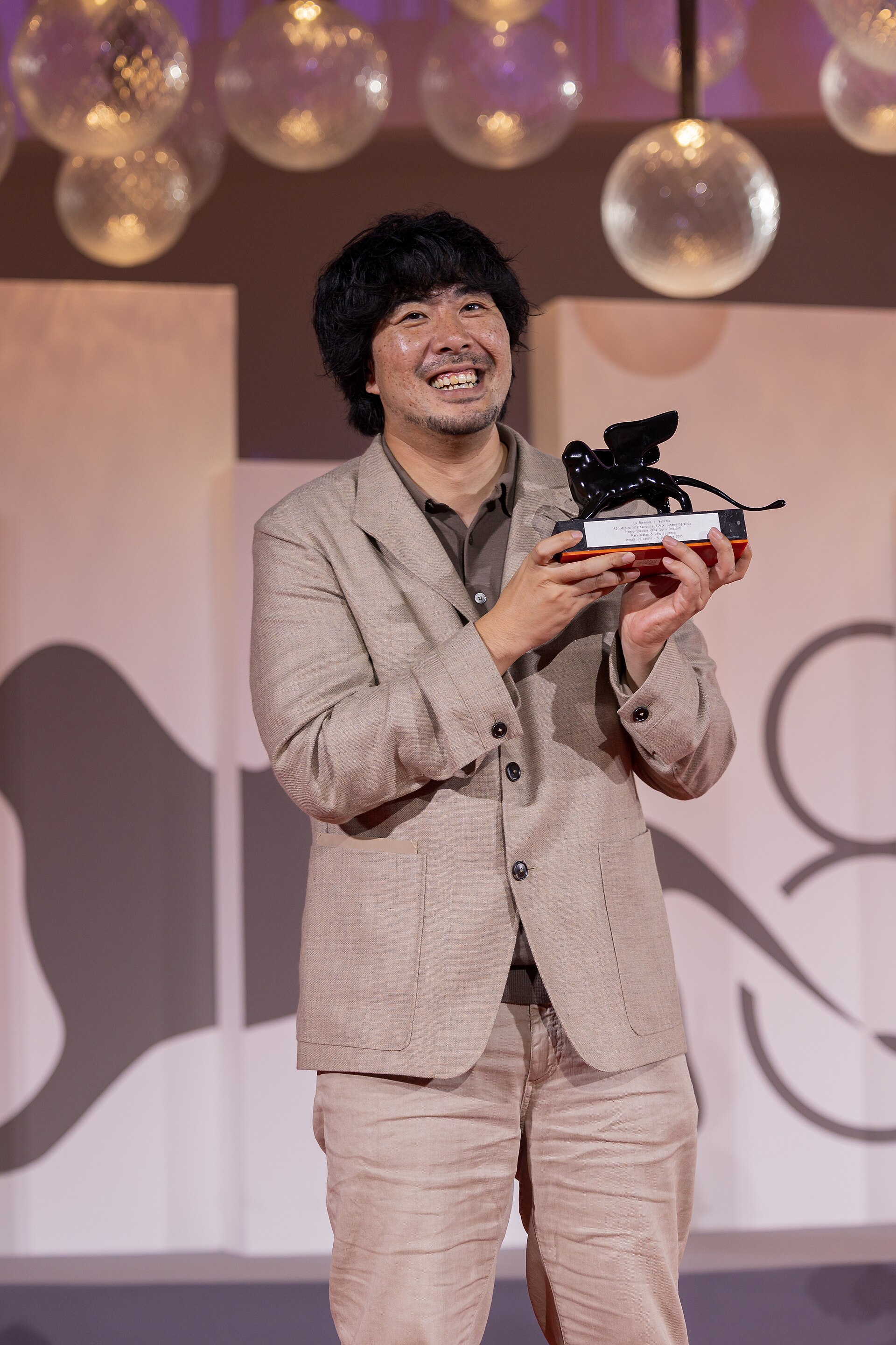 Akio Fujimoto, Director, at 82nd Venice International Film Festival in Venice, Italy for the film Harà Watan "Lost Land" Orizzonti Special Jury Prize.