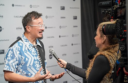 Alemberg Ang, producer, at the Radiant Frost premiere during the 2026 Sundance Film Festival