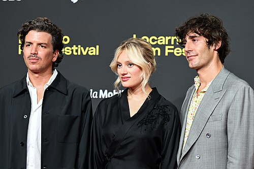 Alessio Rigo de Righi, Nadia Tereszkiewicz & Matteo Zoppis attend the red carpet for‘Testa o Croce?’ at the Locarno Film Festival, Switzerland, 10 August 2025