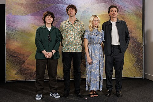 Alex C. Lo, Matteo Zoppis, Nadia Tereszkiewicz and Alessio Rigo de Righi attend the 'Testa o Croce?' photocall during the 78th Locarno Film Festival on August 10, 2025 in Locarno, Switzerland.