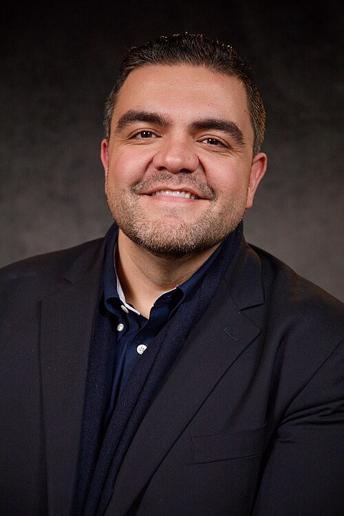 Alex Constantin, director of partnerships at Disney Streaming from New York City, at the WikiPortraits studio at the 2025 Sundance Film Festival.