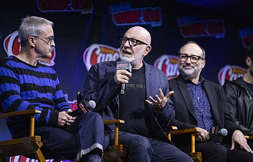 Alex Kurtzman, Akiva Goldsman and Henry Alonso Myers at the 2025 NYCC Star Trek: Strange New Worlds Panel.