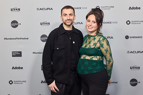 Alex Takats and Abby Ellis at the 2026 Sundance Film Festival for The Lake