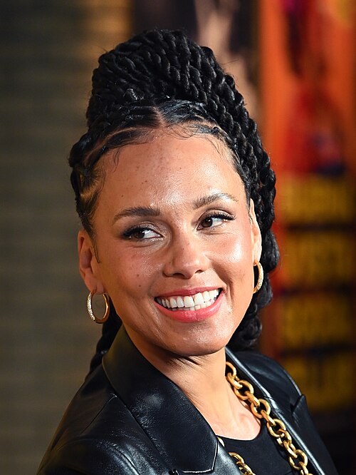Alicia Keys at the first anniversary celebration for "Hell's Kitchen" on Broadway, April 2025