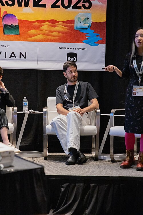 Alireza Shojaian, painter and visual activist, at the 2025 South by Southwest festival.