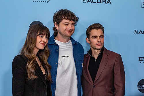 Alison Brie, Michael Shanks, and Dave Franco, team, at the 2025 Sundance Film Festival for the movie Together.