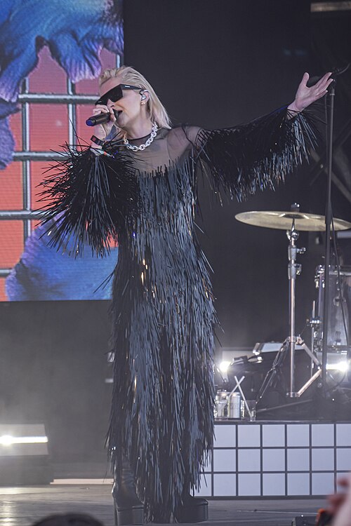 Alison Goldfrapp performing at the Glastonbury Festival in 2023