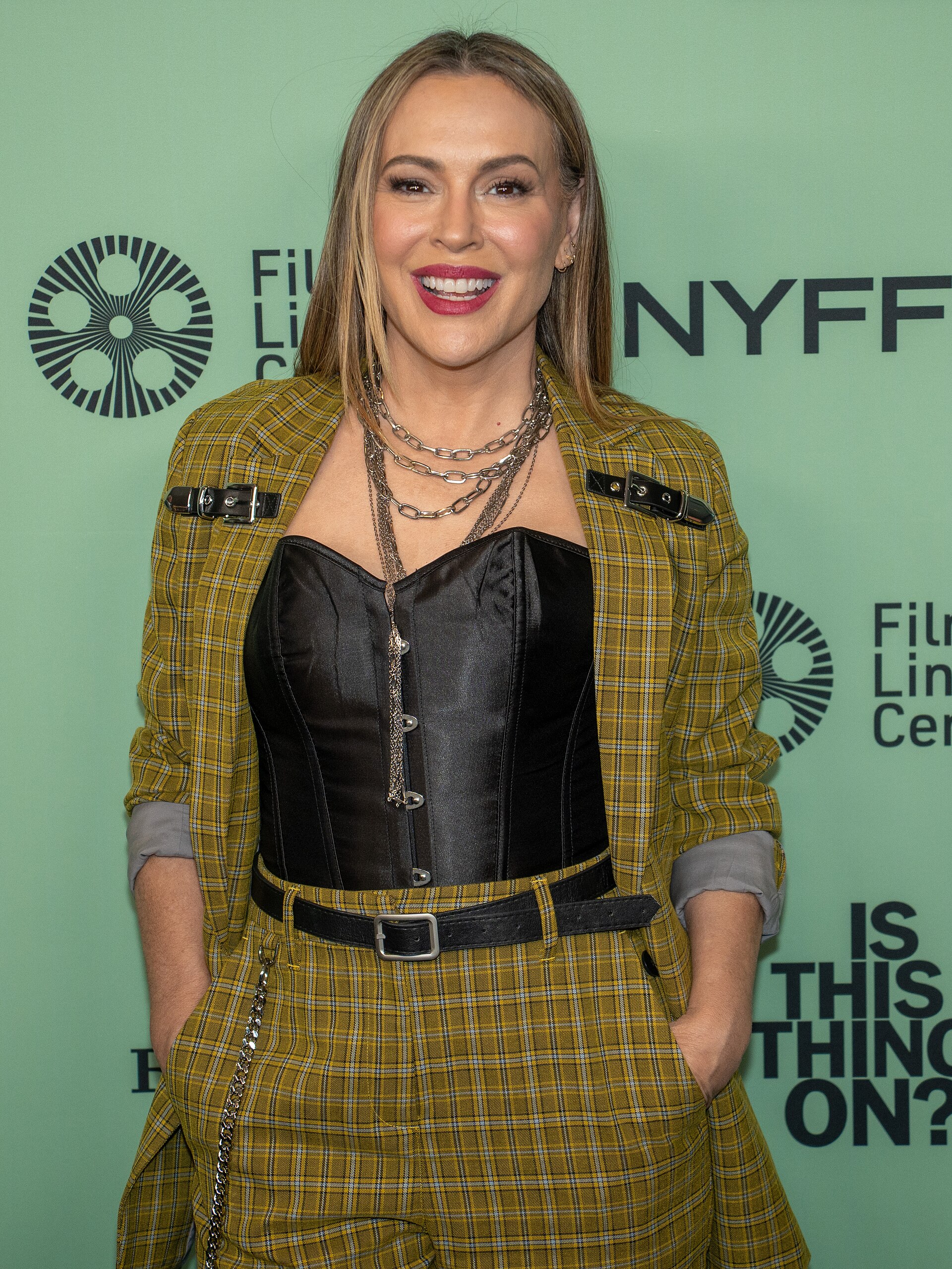 Alyssa Milano at the 63rd annual New York Film Festival at Lincoln Center in 2025 for the film Is This Thing On?