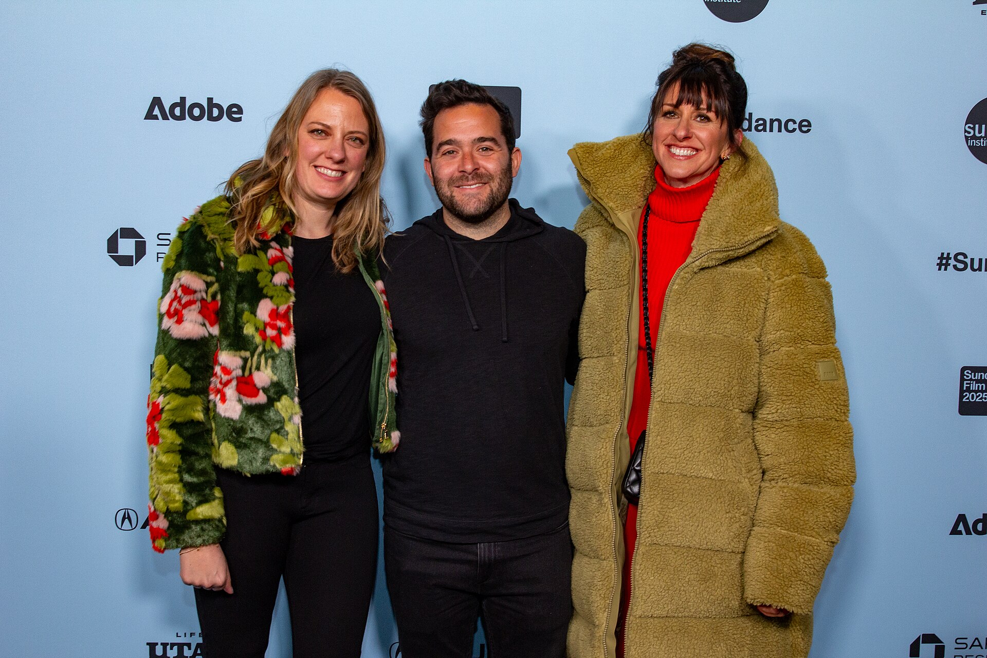 Amanda Bowers, Alex Spatt, and Molly Conners at the 2025 Sundance Film Festival for the movie Bunnylovr.