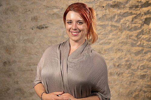 Amanda Jacobs, Founder, at the WikiPortraits studio at the 2025 SXSW Festival.