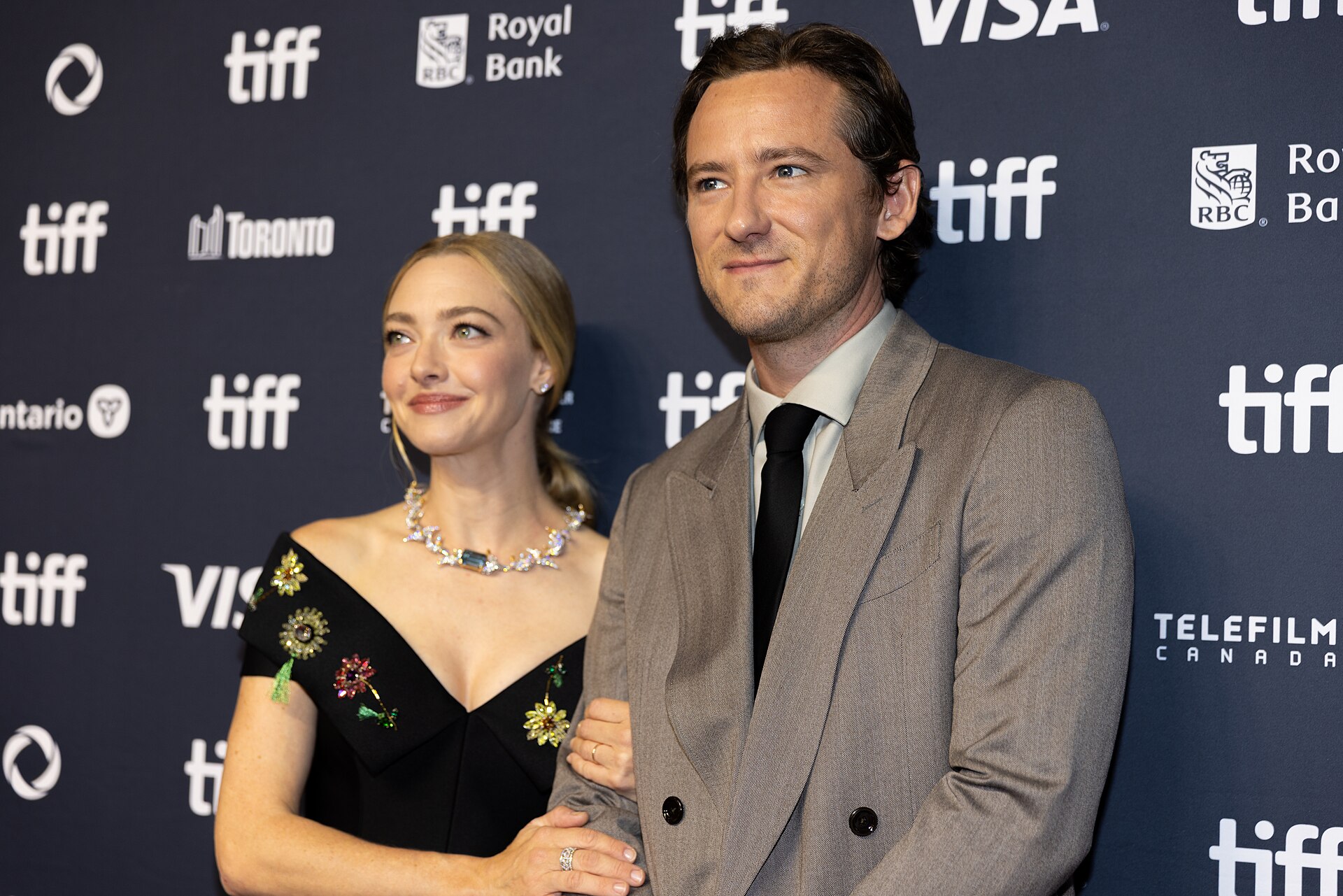 Amanda Seyfried and Lewis Pullman, actors, at the 2025 Toronto International Film Festival (TIFF) for the movie The Testament of Ann Lee.