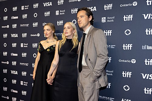Amanda Seyfried, Mona Fastvold, and Lewis Pullman, actors and director, at the 2025 Toronto International Film Festival (TIFF) for the movie The Testament of Ann Lee.