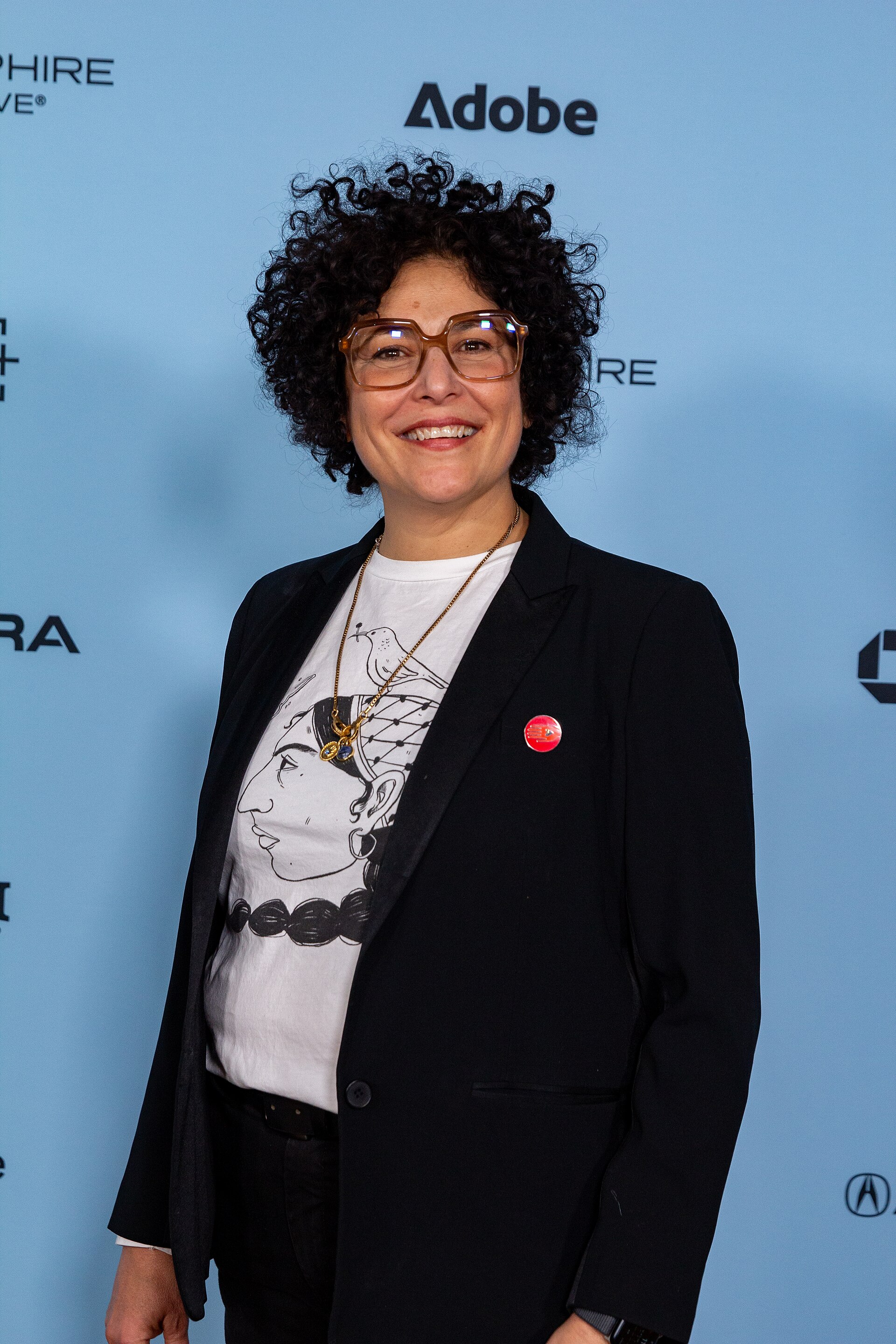 Amber Fares, director, at the 2025 Sundance Film Festival for the movie Coexistence, My Ass!.