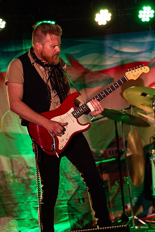 Amund Maarud with Amgala Temple at Canal Street festival in Arendal, Norway, 2021